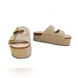 Madden Girl Studded Double Buckle Platform Slides Size:8